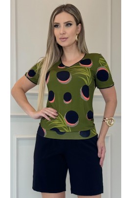  034305 - Blusa Ramany Cós Estampa Póa 